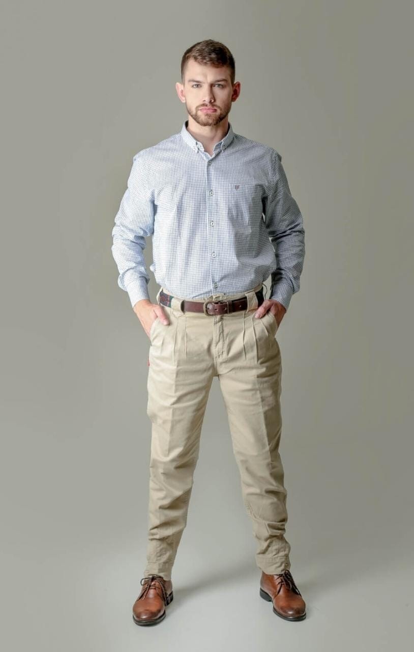 Bombacha Masculina Montaria com Elastano - Cor Bege Envelhecido