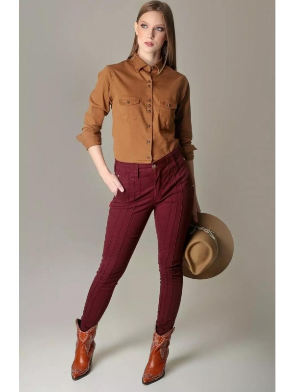 Bombacha Feminina Castelhana com Elastano - Cor Bordo