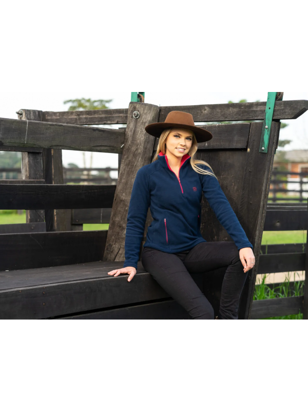 Fleece feminino fechado - Azul Marinho