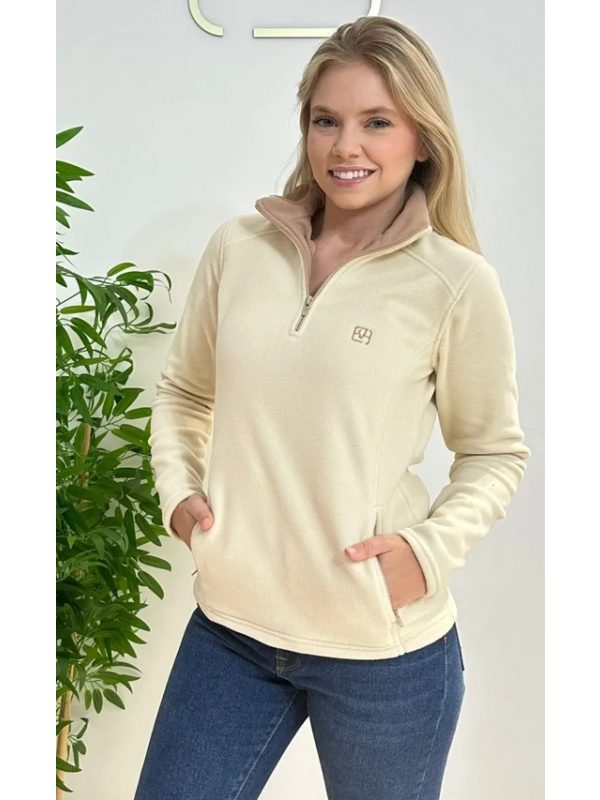 Fleece feminino fechado - Marfim