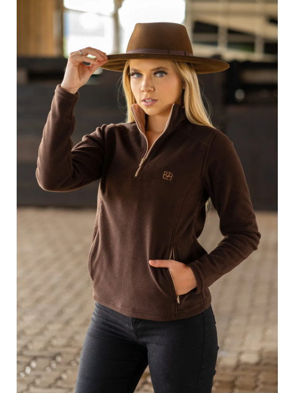 Fleece feminino fechado - Marrom