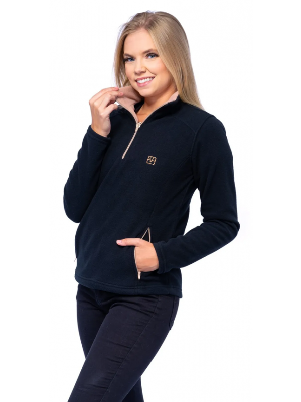 Fleece feminino fechado - Preto com bege