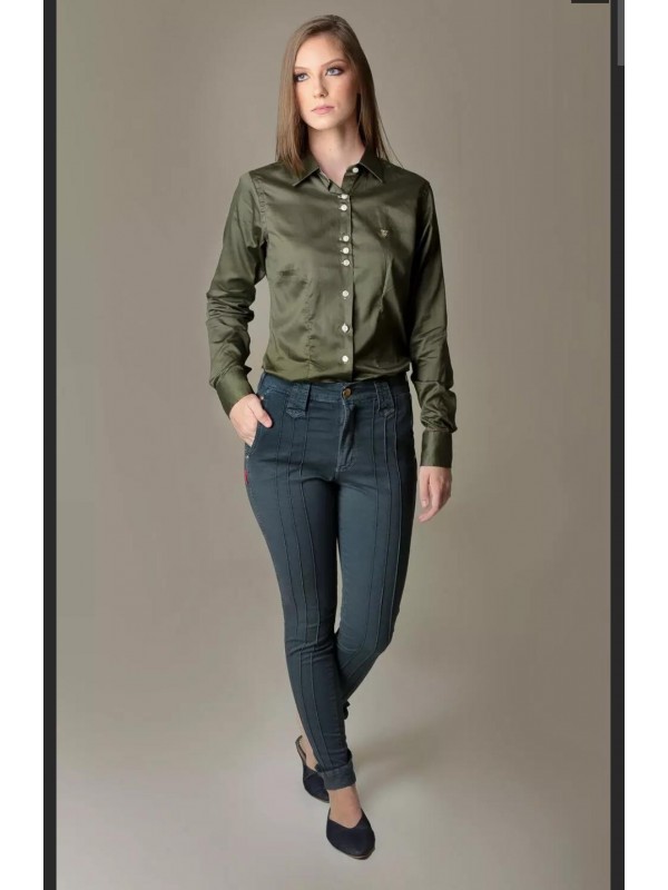 Bombacha Feminina Castelhana com Elastano - Cor Grafite 