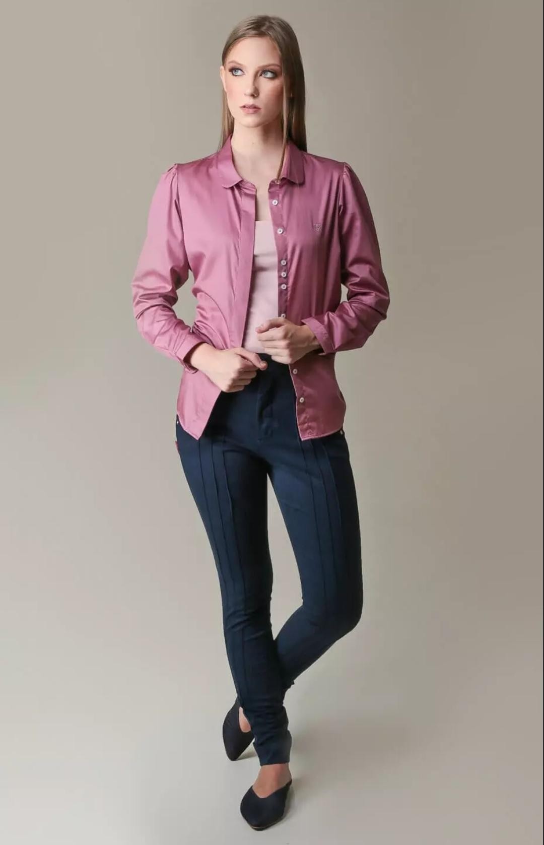 Bombacha Feminina Castelhana com Elastano - Cor Azul Marinho
