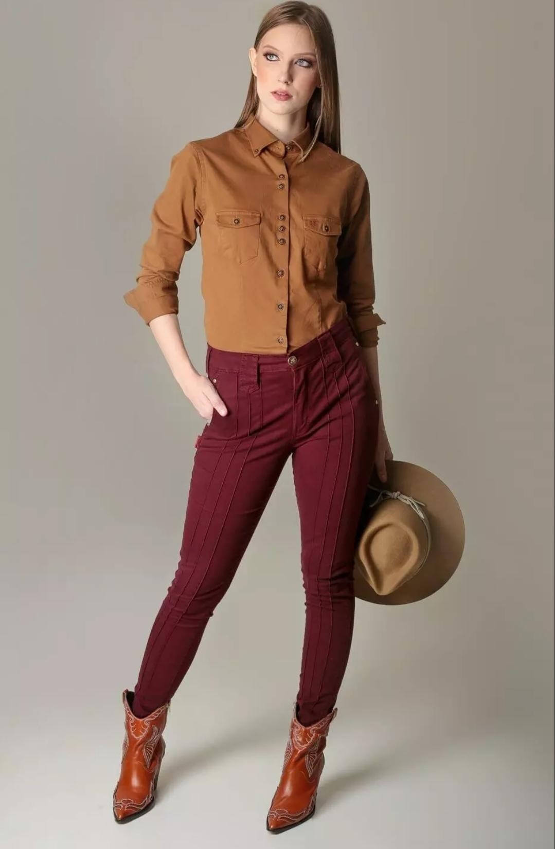 Bombacha Feminina Castelhana com Elastano - Cor Bordo