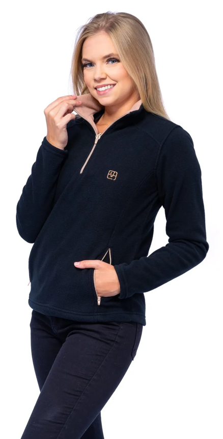 Fleece feminino fechado - Preto com bege