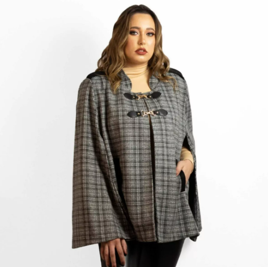Pelerine Poncho de lã Feminino StellaBlu CINZA